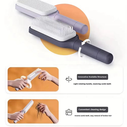 Telescopic Massage Airbag Comb Rotary Handles Cleaning Hair Brush Comb Air Cushion Comb Anti-Static Hairdressing Styling Tools