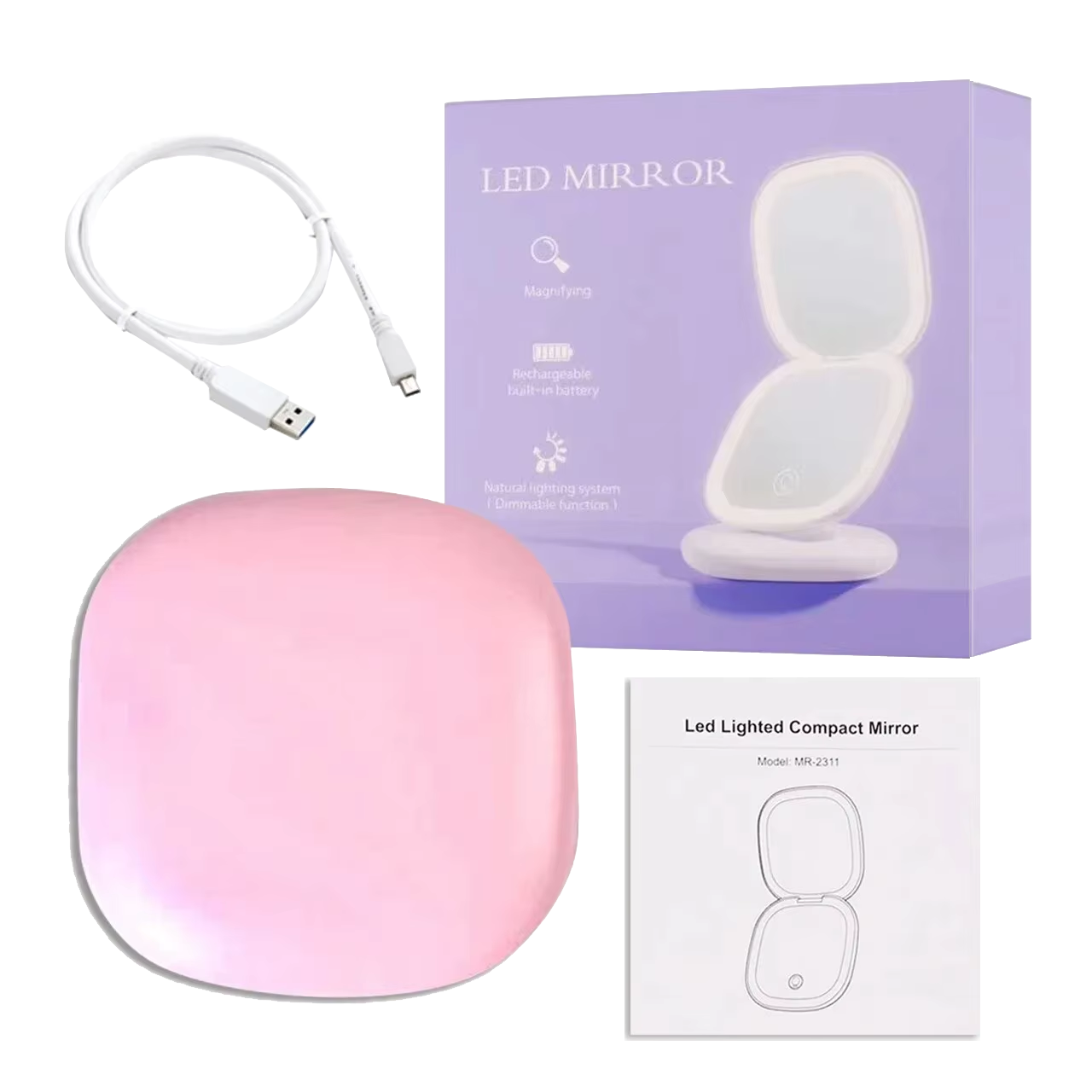 Espejo de bolsillo LED | Ideal para maquillaje |