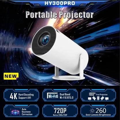 2024 New HY300 Pro plus Projector Android 4K 1280*720P Dual Wifi Video Portable Outdoor Home Hd Led Proyector Cine En Casa