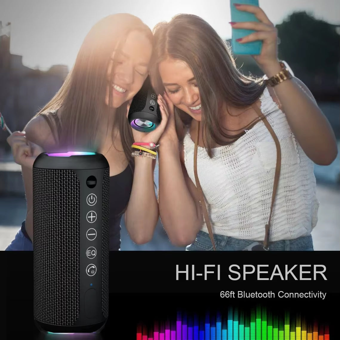 24W Portable Bluetooth Speaker Stereo Sound IPX7 Waterproof Wireless Bluetooth 5.3 Excellent Bass Performace TF Speaker